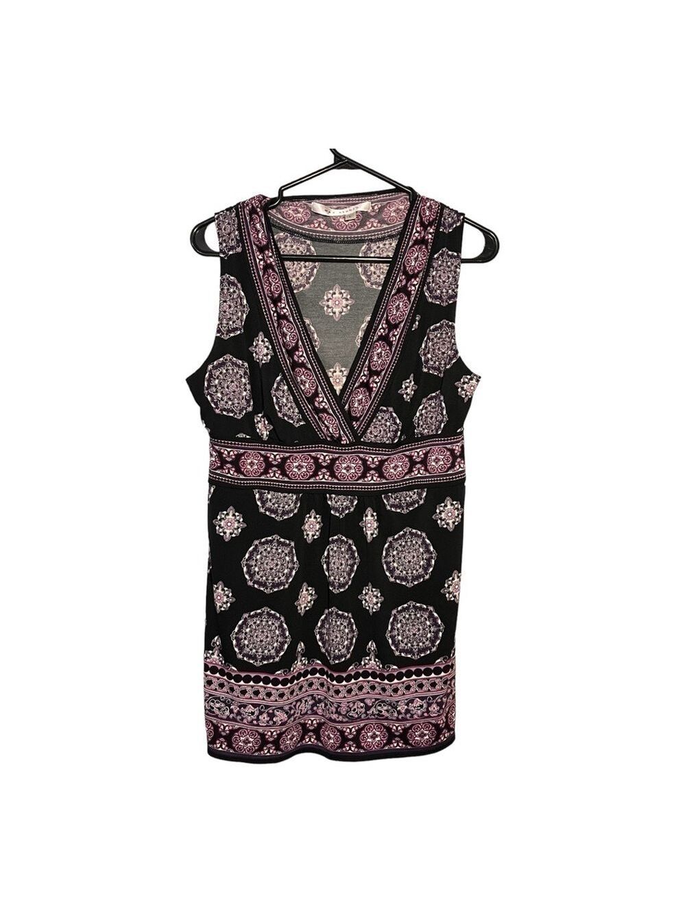 Max Studio mandarin collar sleeveless v neck tunic size large